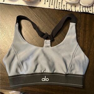 Alo Light Blue & Black suit up Sports Bra
